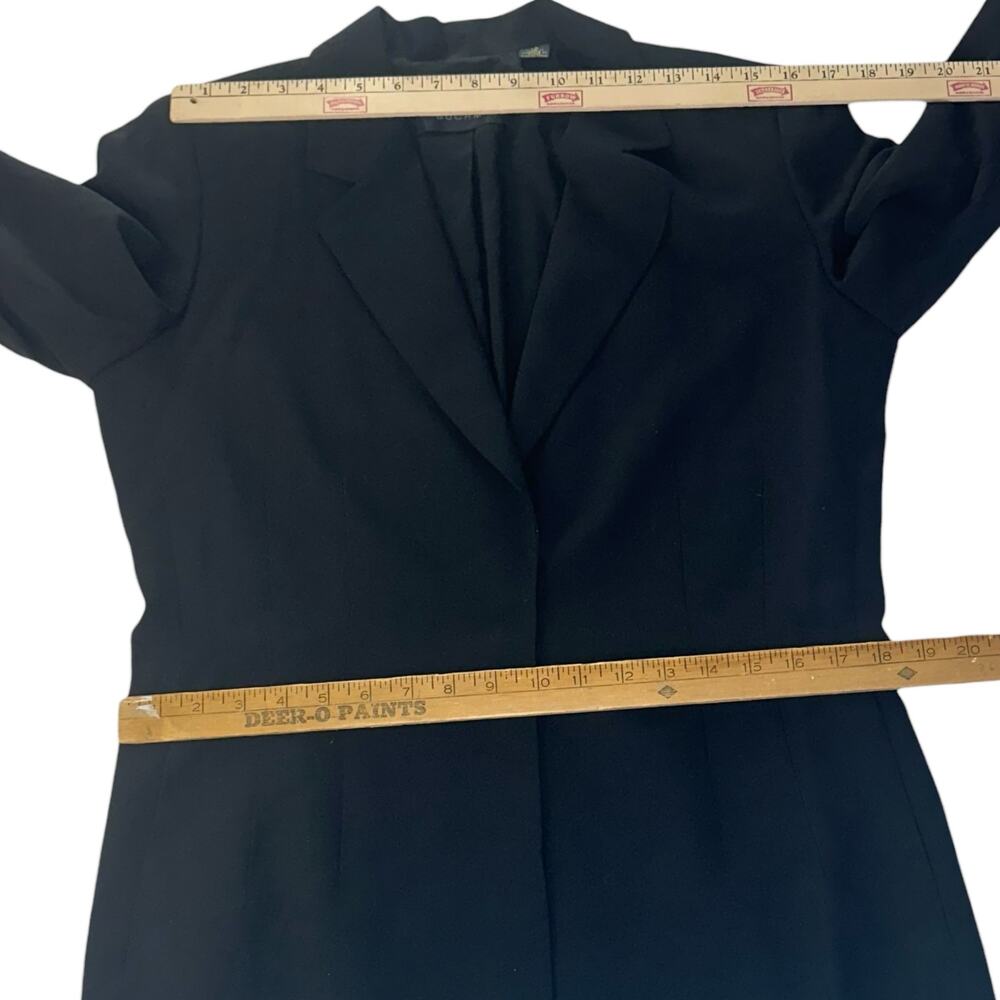Vintage Womens Blazer Size 10 Long Black Wool Hidden Button Office Professional - Picture 4 of 10